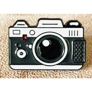 Cartoon Camera White Green Black Metal Enamel Pin